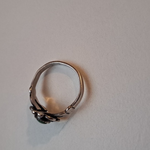 Turquoise Green Sterling Silver Stamped Native American Ring - Picture 5 of 9